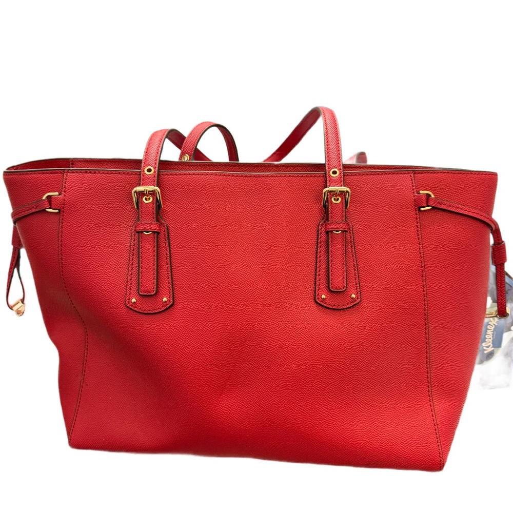 Michael Kors Gilly Drawstring Large Top Zip Tote Bright Red Saffiano Leather